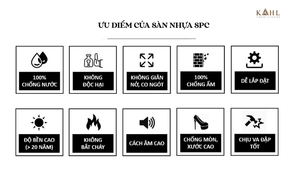 Sàn nhựa SPC có nhiều ưu điểm nổi bật